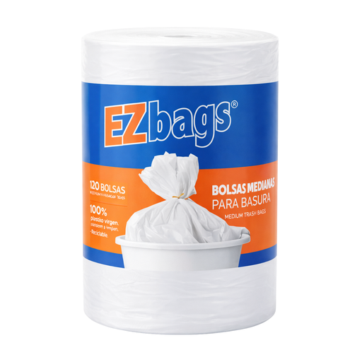 [OFF-55317] ROLLO BOLSAS BASURA EZBAGS BLANCA MEDIANA 139 UNIDADES