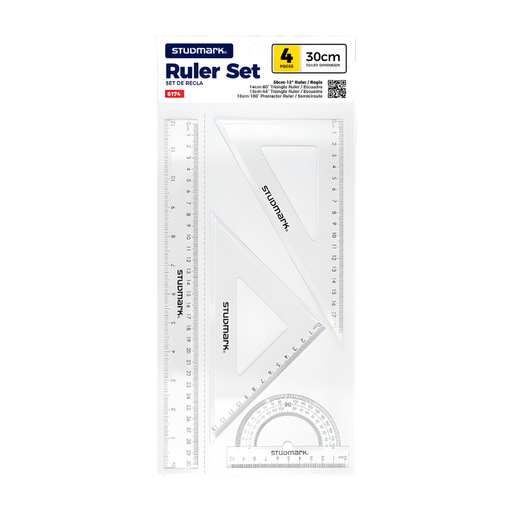 [OFF-ST9026] SET DE GEOMETRIA 30 CM TRANSPARENTE STUDMARK