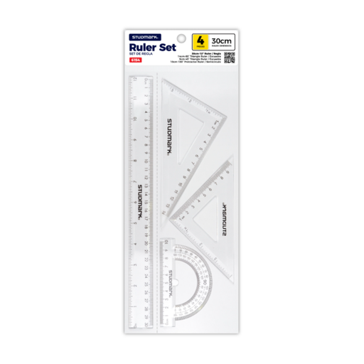 [OFF-ST9013] SET DE GEOMETRIA 30CM 4 PZS TRANSP STUDMARK