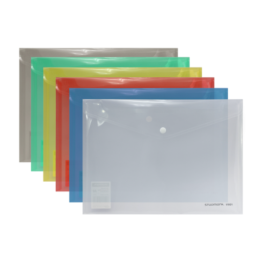 [OFF-ST-01901] SOBRE PLAST. A4 HORIZ - BROCHE SURTIDO STUDMARK (12)