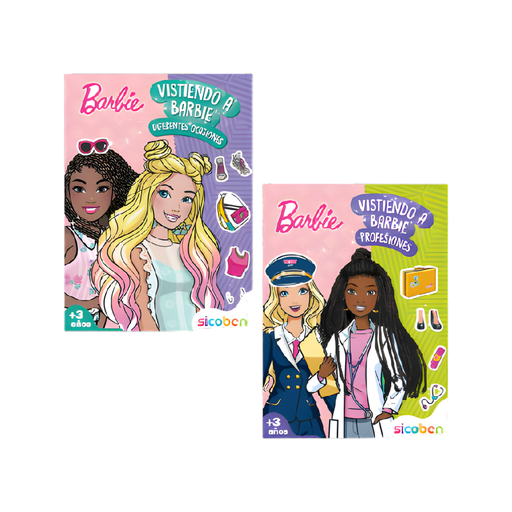 [OFF-MM-M-CS-4120] COLECCIÓN VISTIENDO A BARBIE MORADO/VERDE 2 TITULOS 16PAG 2PAG STICKERS SICOBEN