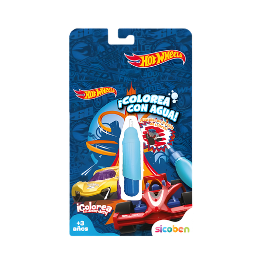[OFF-NV-M-AQ-7214] COLOREAR CON AGUA HOTWHEELS 4PAG C/DURO Y PINCEL MAGICO SICOBEN