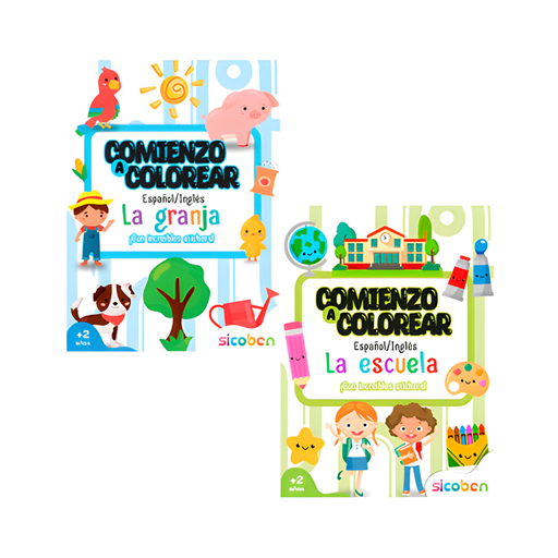 [OFF-MM-S-AS-0323] COMIENZO A COLOREAR LA ESCUELA/LA GRANJA 32PAG Y 4PAG STICKERS SICOBEN