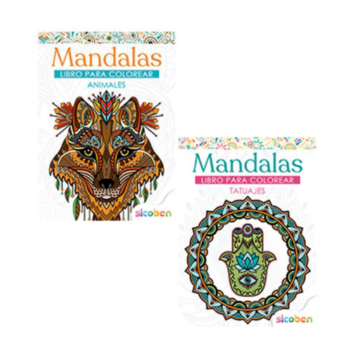 [OFF-BP-S-C-9318] MANDALAS ANIMALES/TATUAJES 24PAG BLANCO Y NEGRO SICOBEN