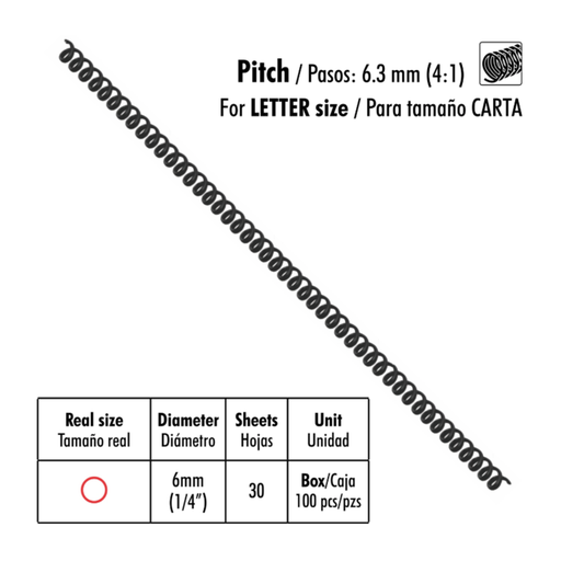 [OFF-SP46-1/4-A] RESORTE ESPIRAL PLAST 1/4 NG. 6MM 100UDS STUDMARK