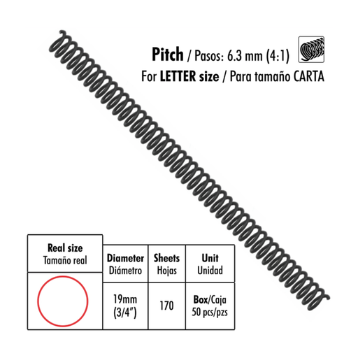 [OFF-SP46-3/4-A] RESORTE ESPIRAL PLAST 3/4 NG 19MM 50UDS STUDMARK