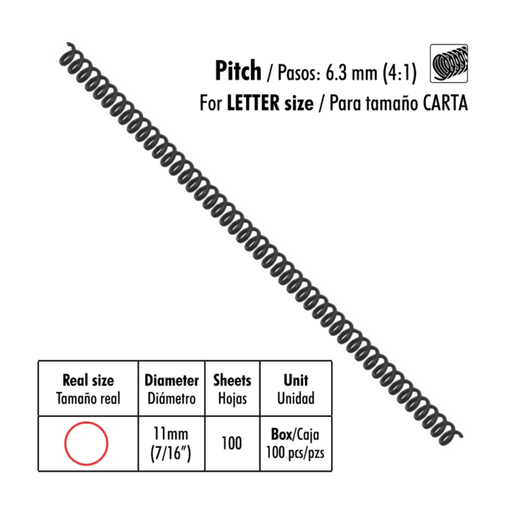 [OFF-SP46-7/16-A] RESORTE ESPIRAL PLAST 7/16 NG 11MM 100UDS STUDMARK