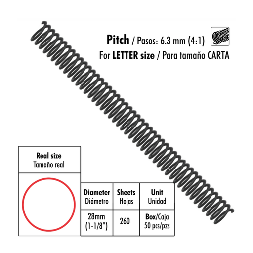 [OFF-SP46-1-1/8-A] RESORTE ESPIRAL PLASTICO NG 1-1/8 28MM 50UDS STUDMARK