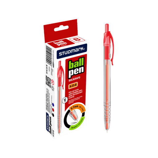 [OFF-ST-K23-B] BOLIGRAFO  RETRACTIL 0.7 MM ROJO  (CJ 12) STUDMARK  