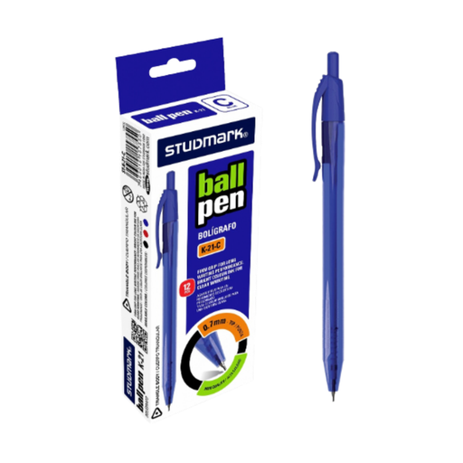 [OFF-ST-K-21-C] BOLIGRAFO RETRACTIL 0.7MM AZUL 12 UDS STUDMARK