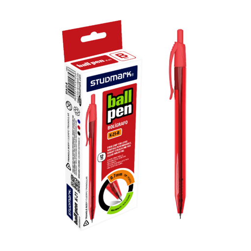 [OFF-ST-K-21-B] BOLIGRAFO RETRACTIL 0.7MM ROJO 12 UDS STUDMARK