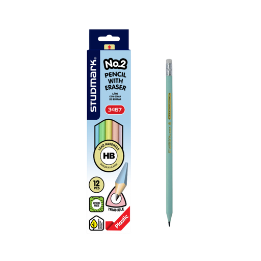 [OFF-ST-03467] LAPIZ PLASTICO TRIANGULAR CON BORRADOR STUDMARK CJ12