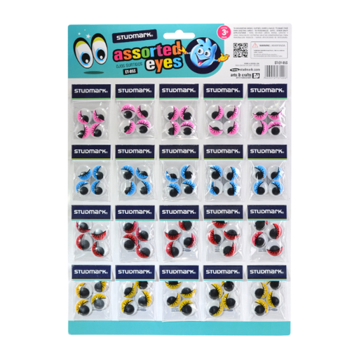 [OFF-ST-EY-05S] OJOS MOVILES COLORES CON PESTAÑA GRANDES 20 UNIDS STUDMARK 