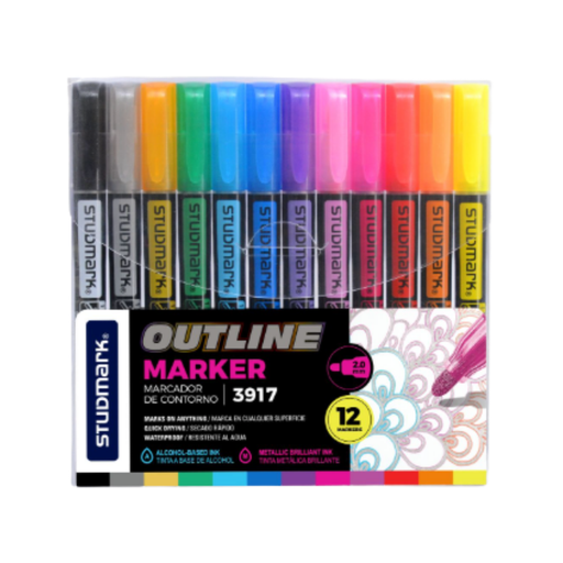 [OFF-ST-03917] MARCADORES CON CONTORNO 12 COLORES STUDMARK 