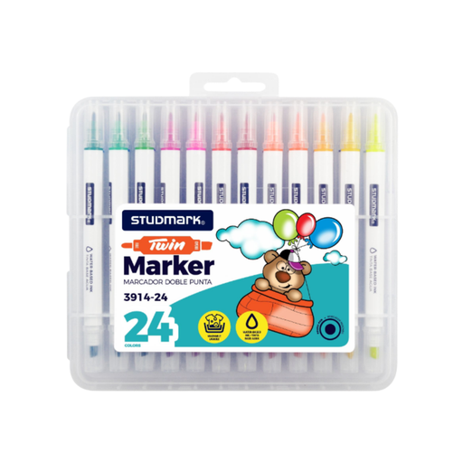 [OFF-03914-24] MARCADORES DOBLE PUNTA 24 COLORES STUDMARK  