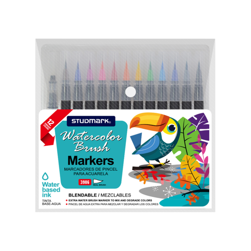 [OFF-03906] MARCADORES PINCEL ACUARELAS 12 COLORES STUDMARK 