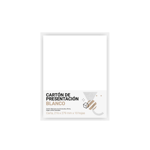 [OFF-SP-361501C1] CARTON PRESENTACION BLANCO T/CARTA 8.5 X 11"( PAQ 10)