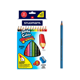 [ST-03433] LAPICES JUMBO 12 COLORES + SACAPUNTAS STUDMARK