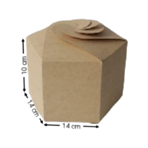 [OFF-CK-4304] CAJA KRAFT HEXAGONAL FLOR #4304 10X14X14CM
