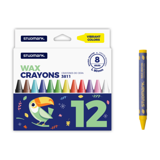 [OFF-ST-03811] CRAYONES 12 COLORES 8MMX80MM REDONDOS STUDMARK