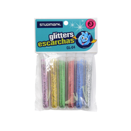 [ST-GL-04] ESCARCHA TUBITOS SURTIDOS 3G,  6 UNIDS STUDMARK