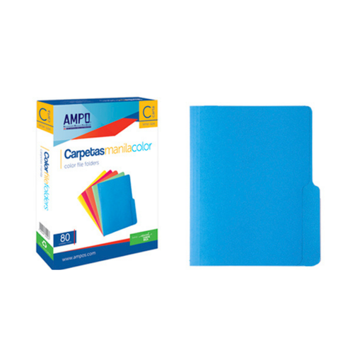 [OFF-012012] FOLDER AMPO COLOR AZUL T/CARTA (PAQ 80)