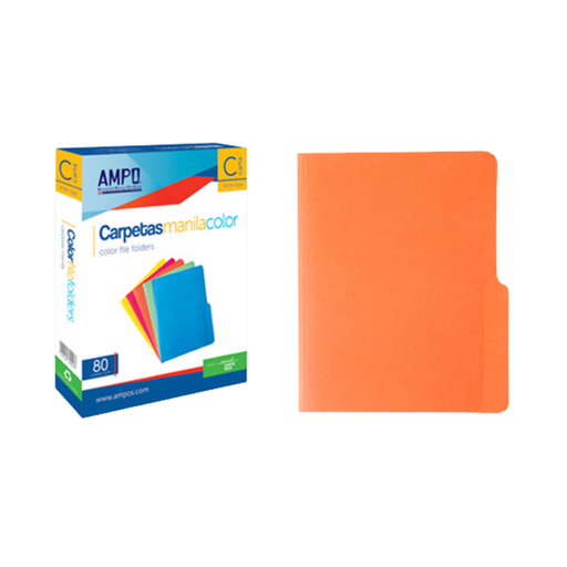 [OFF-012010] FOLDER AMPO COLOR NARANJA T/CARTA (PAQ 80)