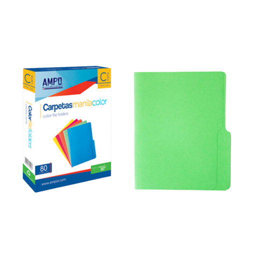 [OFF-012013] FOLDER AMPO COLOR VERDE T/CARTA (PAQ 80)