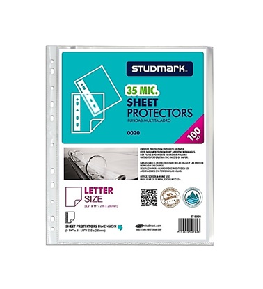 [OFF-ST-00020] FUNDAS PROTECTOR T CARTA. 35MIC  100 UDS STUDMARK