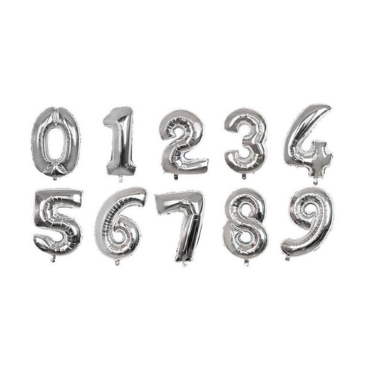 [OFF-NUPLE3102] GLOBO DE NUMERO PLATEADO 32 PULGADAS UNIDAD